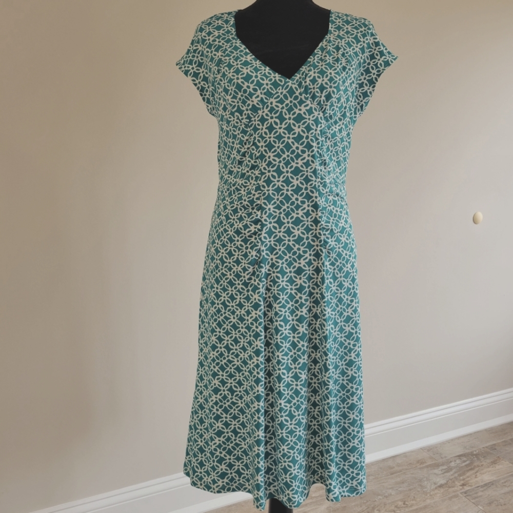 Avon Boho A Line Casual Dress Teal Floral Print
